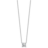14k White Gold 4 carat Certified Lab Grown Diamond VS/SI+ G+ Princess Complete Four Prong 18 inch Pendant Necklace